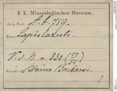 Etiketten zu Lapislazuli (NHMW-MIN-Ab759)